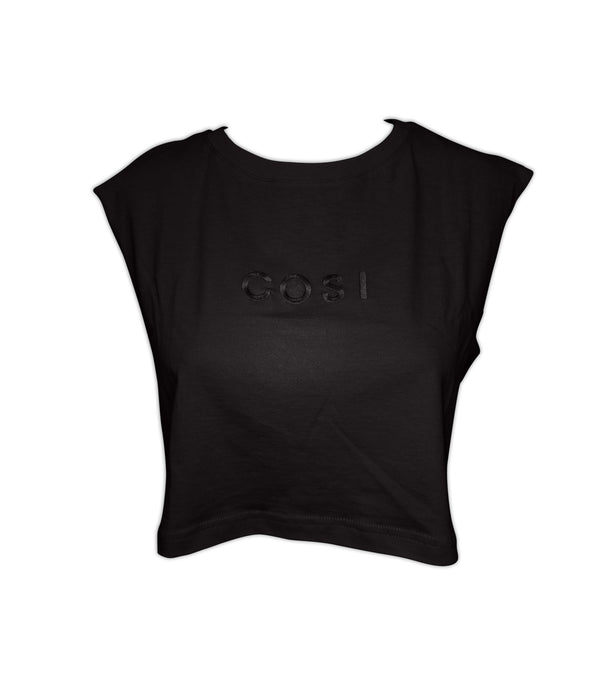 Cropped Sleeveless T-Shirt Black