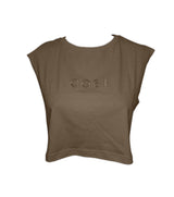 Cropped Sleeveless T-Shirt Olive