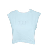 Cropped Sleeveless T-Shirt Light Blue
