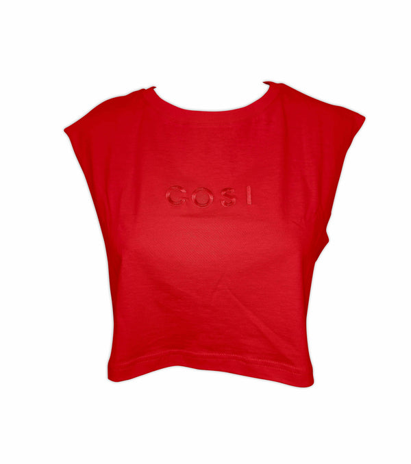 Cropped Sleeveless T-Shirt Red