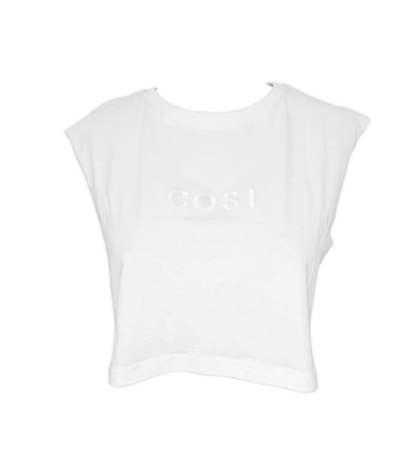 Cropped Sleeveless T-Shirt White