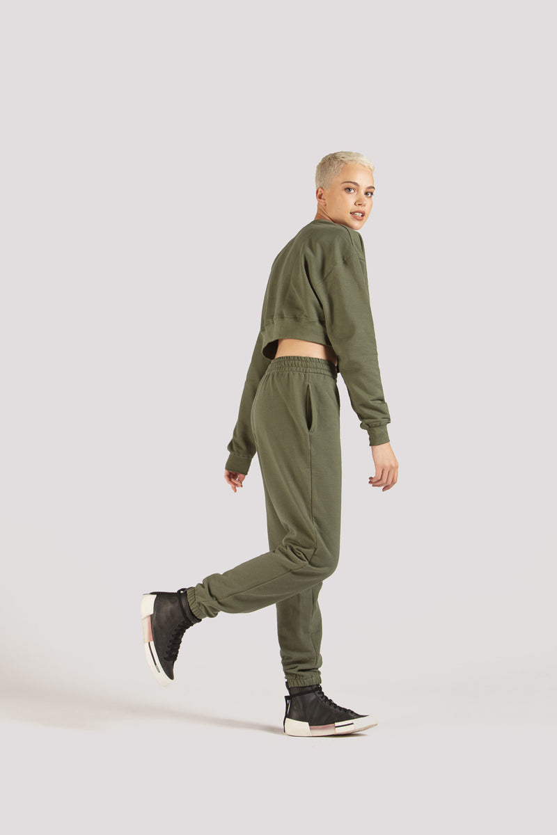 Cropped Sweatshirt Olive