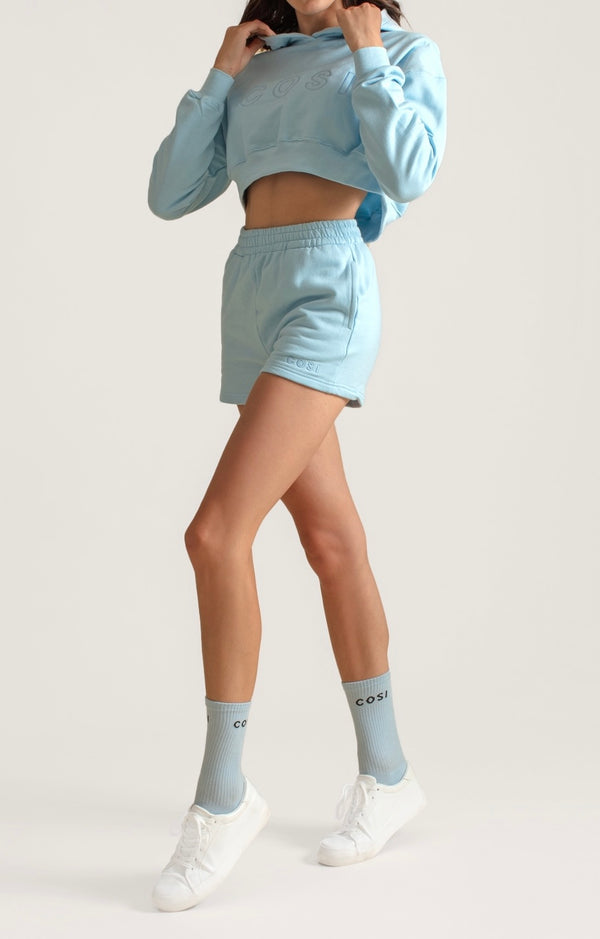 Cropped Hoodie Light Blue