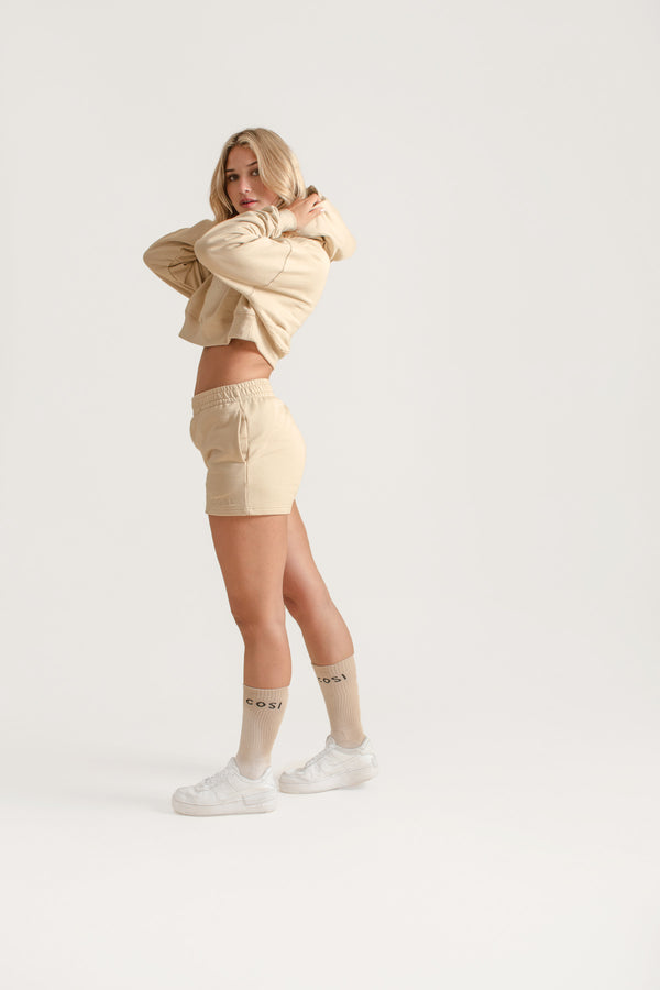 Cropped Hoodie Stone