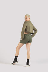 Cropped Long Sleeve T-Shirt Olive