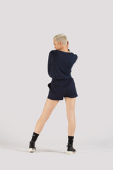 Cropped Long Sleeve T-Shirt Navy