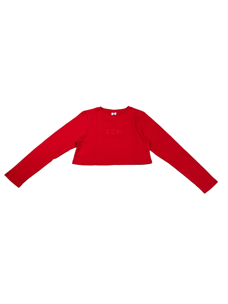 Cropped Long Sleeve T-Shirt Red